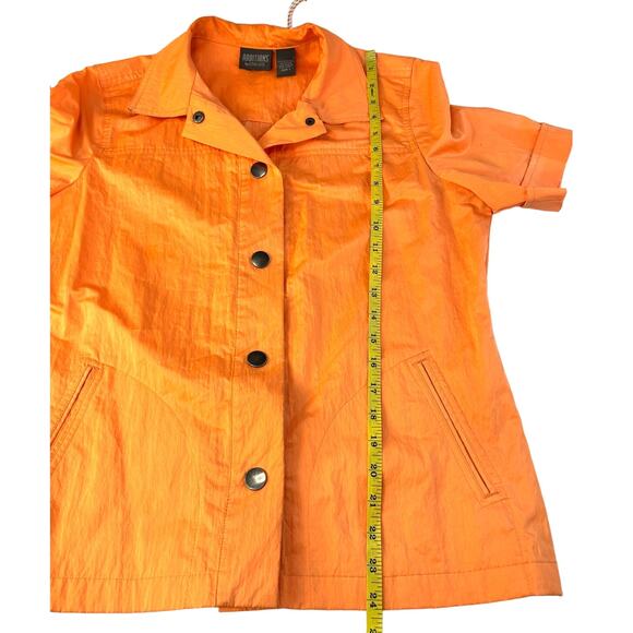 Additions by Chico's Women's Orange Short Sleeve Snap Button Up Shirt 1/Medium - Picture 8 of 9